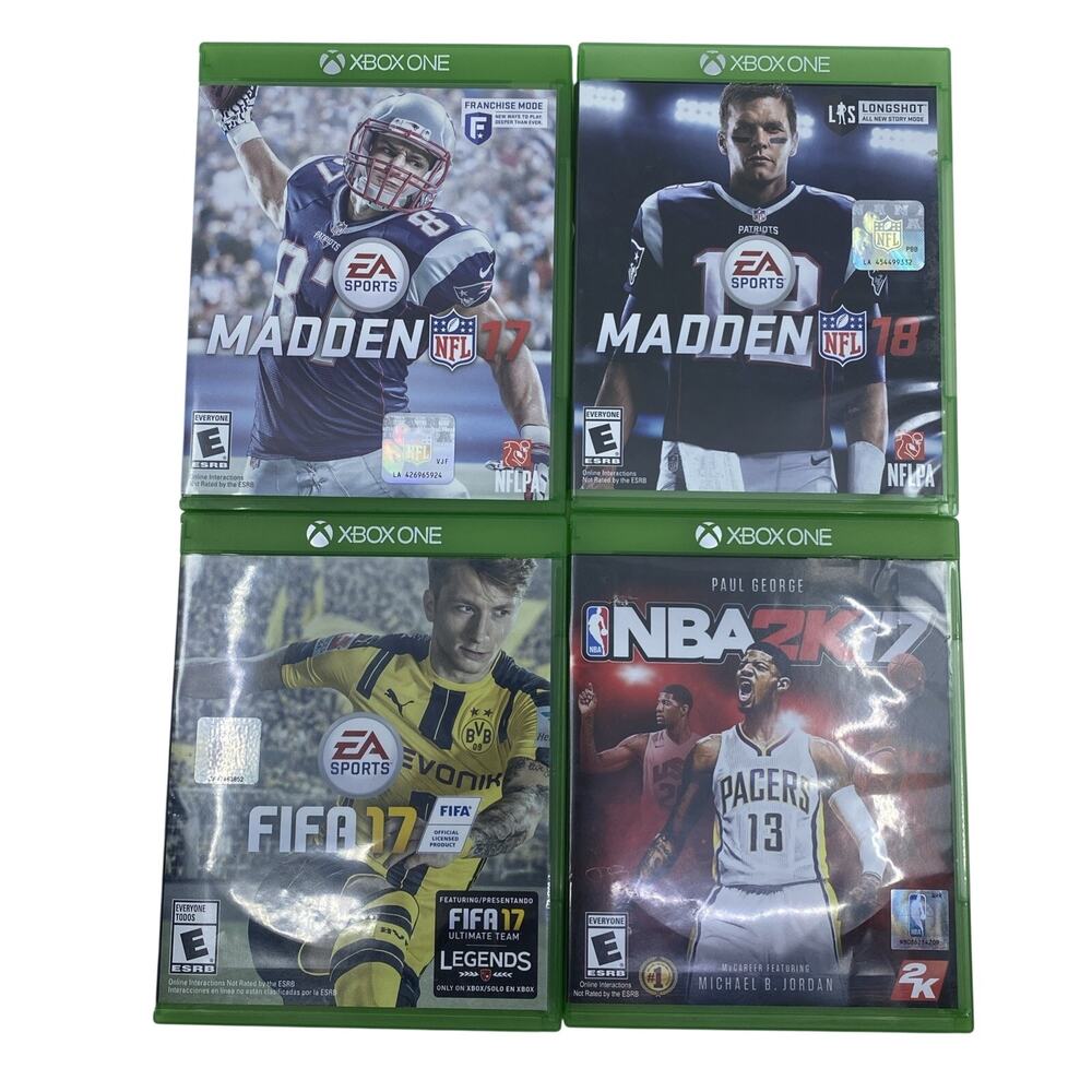 XBox One Lot of 4 Sports Games (NBA2K17, Fifa17, Madden 17, Madden 18) CIB